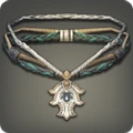 a hand-carved necklace.